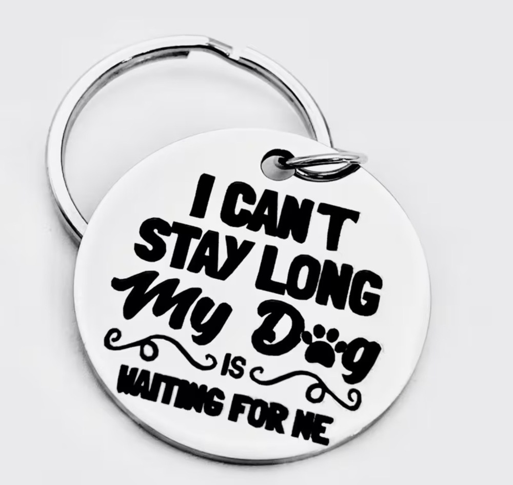 3/$25 I Can't Stay Long, My Dog Is Waiting For Me Stainless Steel Keychain NEW